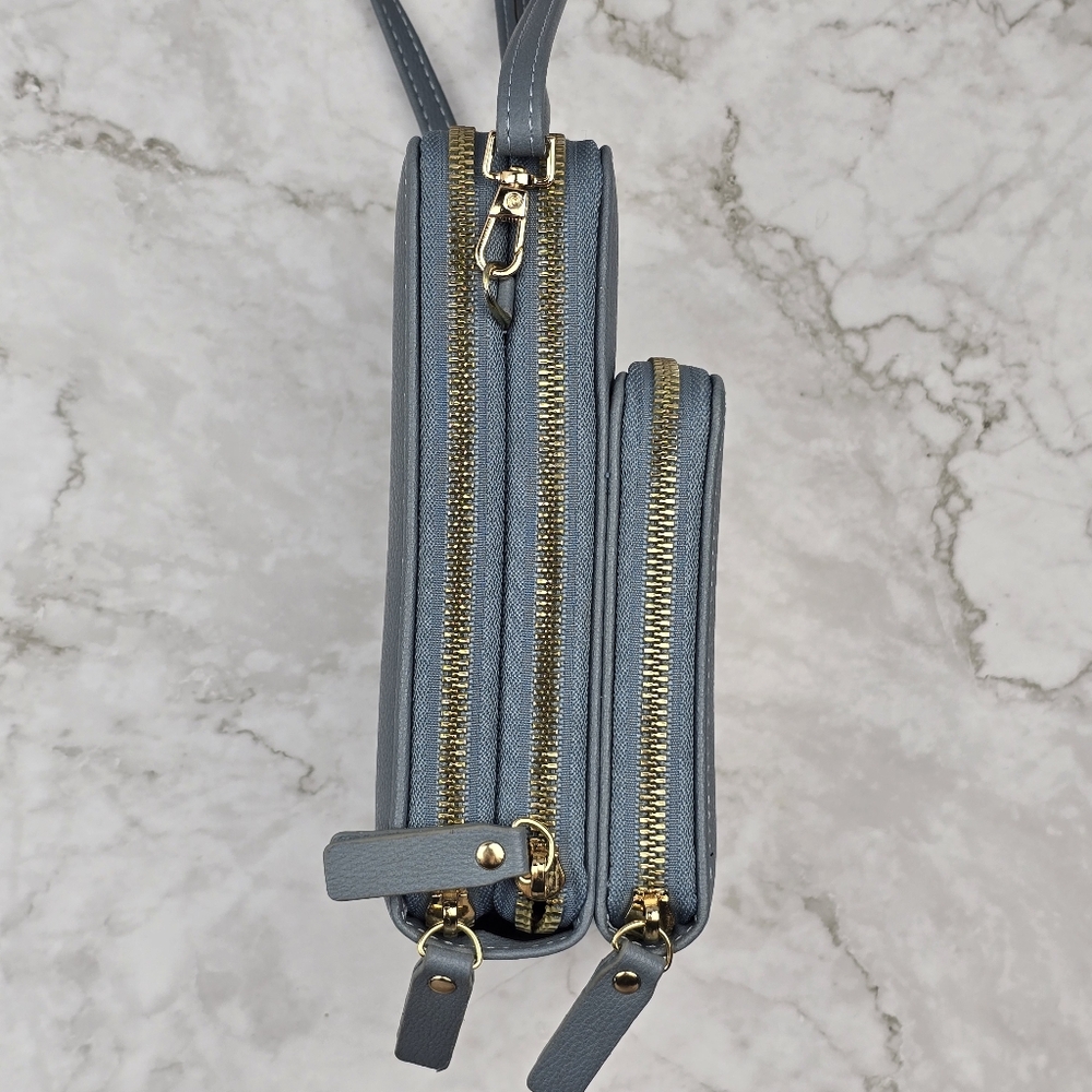 Gold and Gray Crossbody Bag with Sleek Design - Picture 5 of 12
